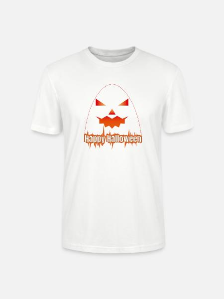 Halloween Kürbis-Gesicht mit Text - Stanley/Stella Unisex Bio-T-Shirt CRAFTER - Weiß