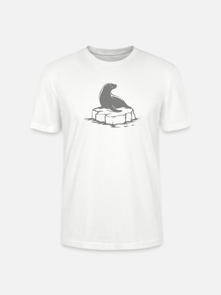 Seehund auf Felsplatte - Stanley/Stella Unisex Bio-T-Shirt CRAFTER - Weiß