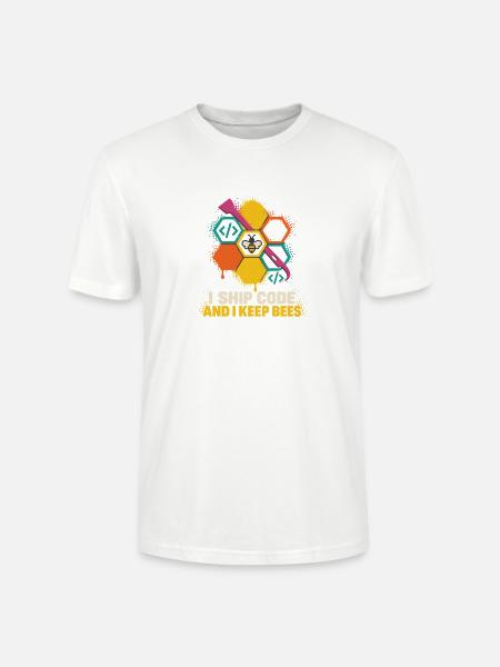 Bienen, Code und bunte Sechsecke - Stanley/Stella Unisex Bio-T-Shirt CRAFTER - Weiß
