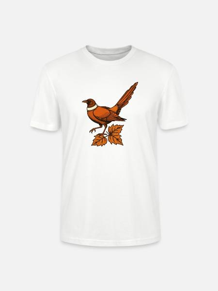 Fasan im goldenen Laub - Stanley/Stella Unisex Bio-T-Shirt CRAFTER - Weiß