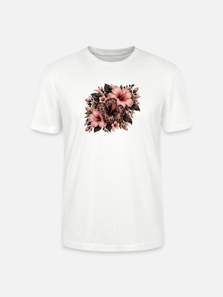 Leopard Hibiskus Fusion - Stanley/Stella Unisex Bio-T-Shirt CRAFTER - Weiß