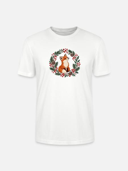 Fuchs im Winterkranz - Stanley/Stella Unisex Bio-T-Shirt CRAFTER - Weiß