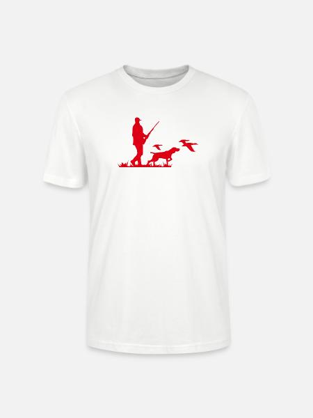 Jäger mit Hund und Wildvögeln - Stanley/Stella Unisex Bio-T-Shirt CRAFTER - Weiß
