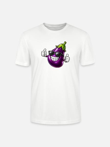 Coole Aubergine Cartoon Vegetarisch Sommer - Stanley/Stella Unisex Bio-T-Shirt CRAFTER - Weiß
