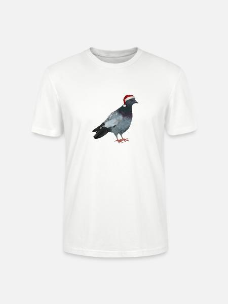 Weihnachtstaube - Taube mit Weihnachtsmütze - Stanley/Stella Unisex Bio-T-Shirt CRAFTER - Weiß