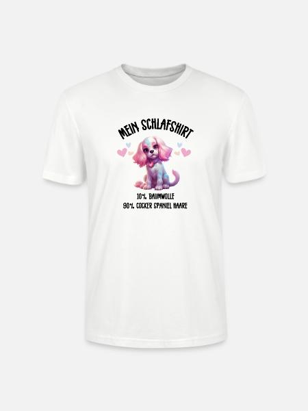 Cocker Spaniel Pastel Herzen Schlafshirt - Stanley/Stella Unisex Bio-T-Shirt CRAFTER - Weiß