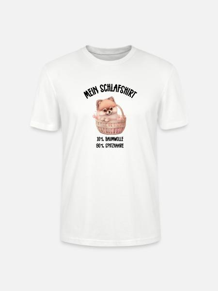 Zwergspitz Korb Herzen Schlafshirt - Stanley/Stella Unisex Bio-T-Shirt CRAFTER - Weiß