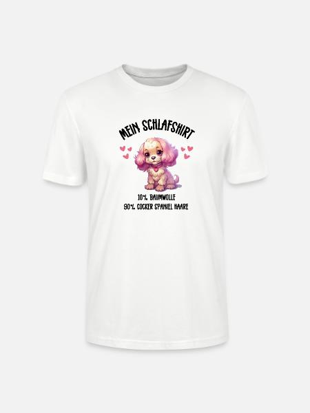 Cocker Spaniel Welpe Rosa Schlafshirt - Stanley/Stella Unisex Bio-T-Shirt CRAFTER - Weiß