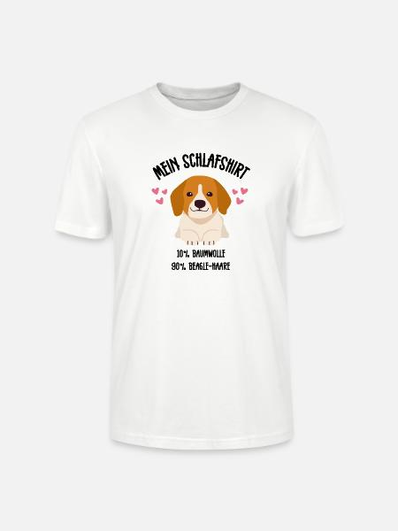 Beagle Comic Welpe Herzen Schlafshirt - Stanley/Stella Unisex Bio-T-Shirt CRAFTER - Weiß