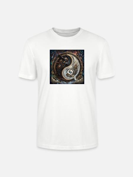 Steampunk Yin Yang Eule - Stanley/Stella Unisex Bio-T-Shirt CRAFTER - Weiß