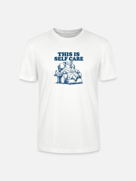 Selbstfürsorge-Bär in Entspannungsmodus - Stanley/Stella Unisex Bio-T-Shirt CRAFTER - Weiß