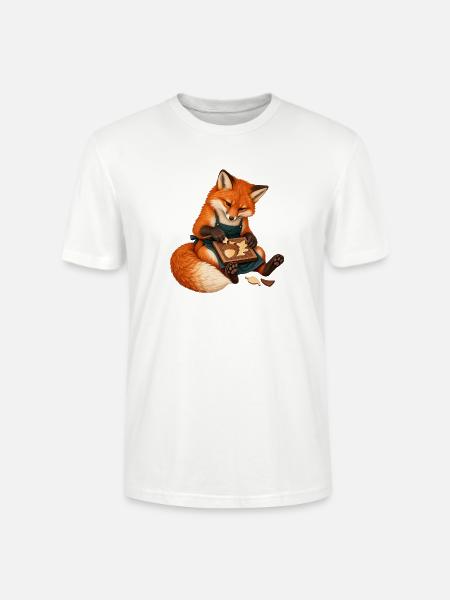 Fuchs legt eine Eichel-Intarsie - Stanley/Stella Unisex Bio-T-Shirt CRAFTER - Weiß