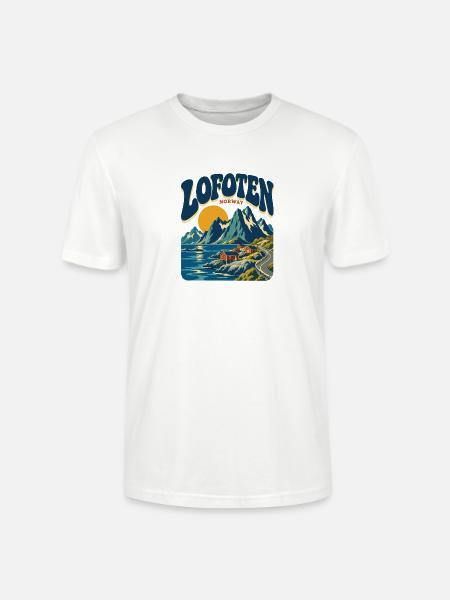 Lofoten Norway Retro Travel - Stanley/Stella Unisex Bio-T-Shirt CRAFTER - Weiß