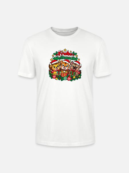 Frohe Weihnacht Tiere - Stanley/Stella Unisex Bio-T-Shirt CRAFTER - Weiß