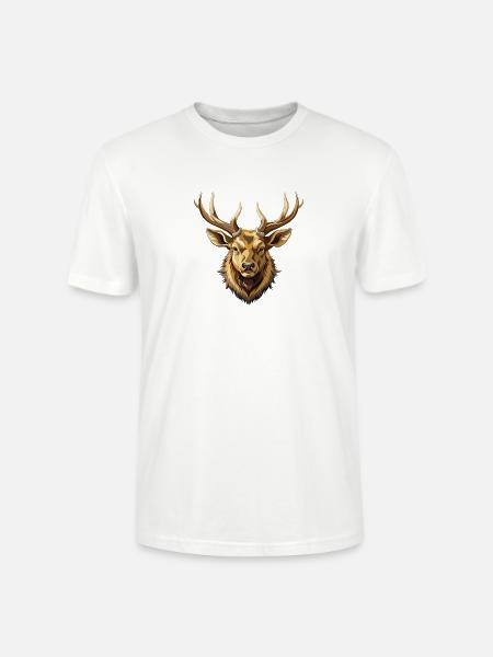 Männlicher Elch-Bullenkopf-Mount - Stanley/Stella Unisex Bio-T-Shirt CRAFTER - Weiß