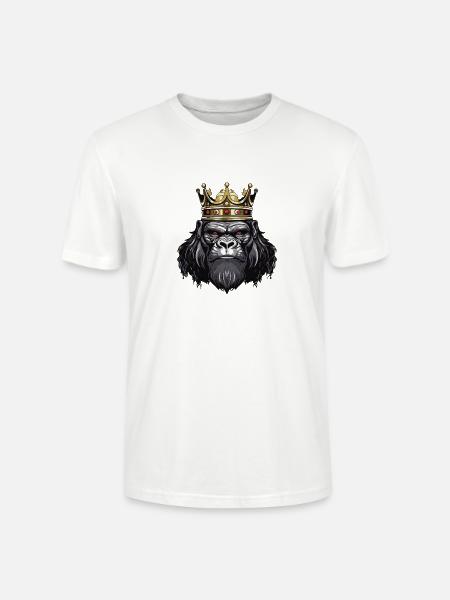 Gorilla Kopf mit Krone - Stanley/Stella Unisex Bio-T-Shirt CRAFTER - Weiß