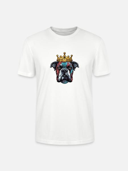 Hund Kopf mit Krone Bunt - Stanley/Stella Unisex Bio-T-Shirt CRAFTER - Weiß