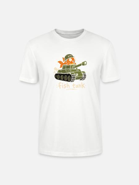 Fischtank Panzerheld Cartoon - Stanley/Stella Unisex Bio-T-Shirt CRAFTER - Weiß