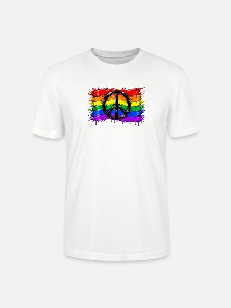 Regenbogen Friedenssymbol - Stanley/Stella Unisex Bio-T-Shirt CRAFTER - Weiß