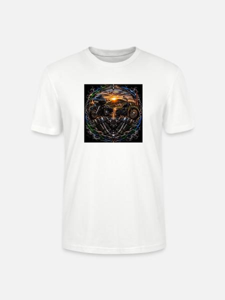 Sonnenuntergangs-Motorradkreis - Stanley/Stella Unisex Bio-T-Shirt CRAFTER - Weiß