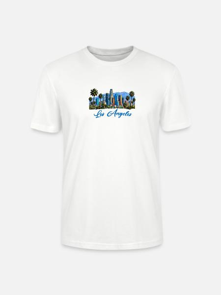 Los Angeles Skyline Palmen Illustration - Stanley/Stella Unisex Bio-T-Shirt CRAFTER - Weiß