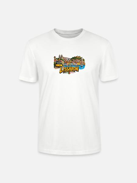 Lissabon Farbscape Tram Hafen - Stanley/Stella Unisex Bio-T-Shirt CRAFTER - Weiß
