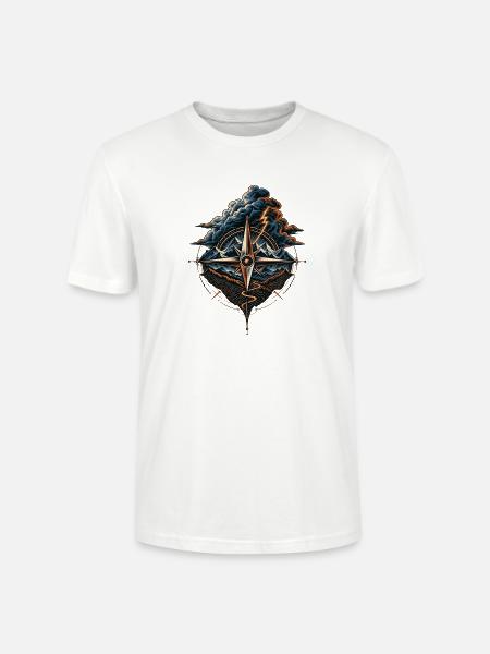 Nordstern Kompass in Berglandschaft - Stanley/Stella Unisex Bio-T-Shirt CRAFTER - Weiß