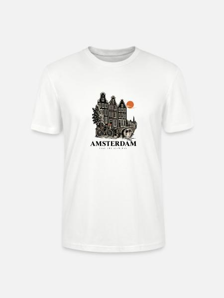 Amsterdam Kanalidyl Sonnenuntergang - Stanley/Stella Unisex Bio-T-Shirt CRAFTER - Weiß