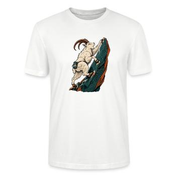 Steinbock am Fels - Stanley/Stella Unisex Bio-T-Shirt CRAFTER - Weiß - Vorne - Alina (178cm) & Michal (187cm)