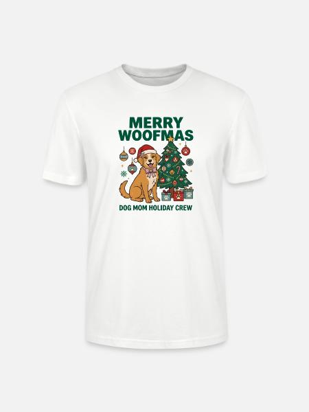 Fröhliche Woofmas Hundemama-Weihnachtscrew - Stanley/Stella Unisex Bio-T-Shirt CRAFTER - Weiß