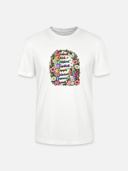 Lehrerin Definition Akrostichon Blumen Geschenk - Stanley/Stella Unisex Bio-T-Shirt CRAFTER - Weiß