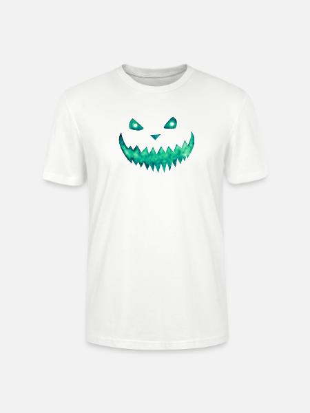 Kürbisfratze Türkis - Eisiges Halloween Gesicht - Stanley/Stella Unisex Bio-T-Shirt CRAFTER - Weiß