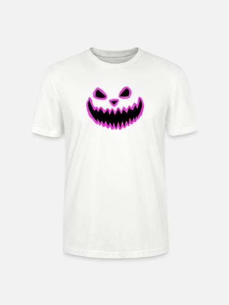 Neon Kürbisgesicht Pink - Gruppenkostüm - Stanley/Stella Unisex Bio-T-Shirt CRAFTER - Weiß