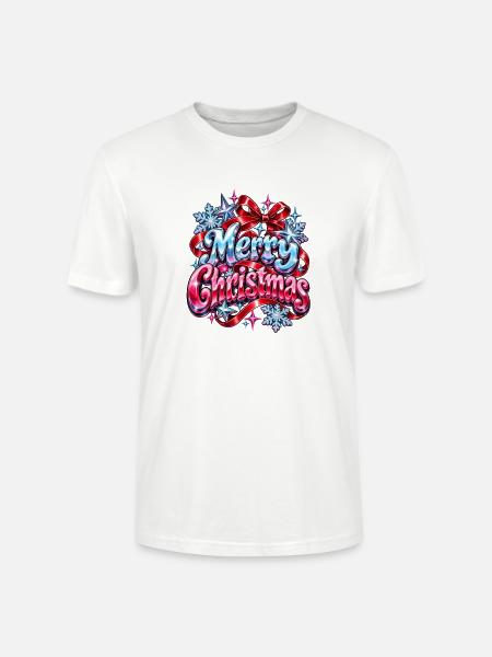 Merry Christmas Glitzer  - Stanley/Stella Unisex Bio-T-Shirt CRAFTER - Weiß