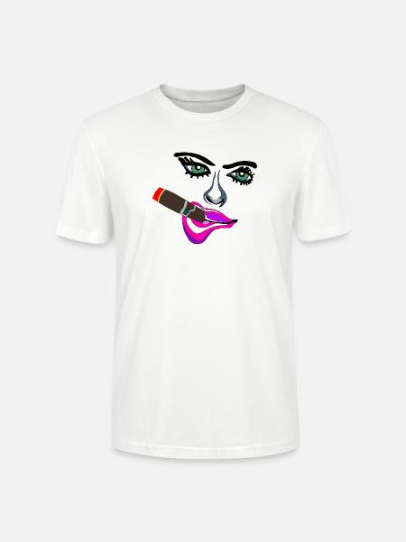 Neon Lippen Pop-Art Zigarre - Stanley/Stella Unisex Bio-T-Shirt CRAFTER - Weiß