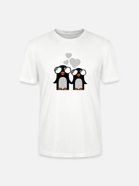 penguins fallen in love - Stanley/Stella CRAFTER Unisex Organic T-Shirt - white