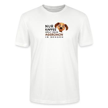 Lustiger Spruch, Kaffee hält Aggromon in Schach - Stanley/Stella Unisex Bio-T-Shirt CRAFTER - Weiß - Vorne - Alina (178cm) & Michal (187cm)