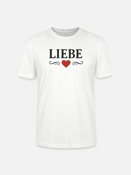 Liebe Schriftzug mit rotem Herz - Stanley/Stella Unisex Bio-T-Shirt CRAFTER - Weiß