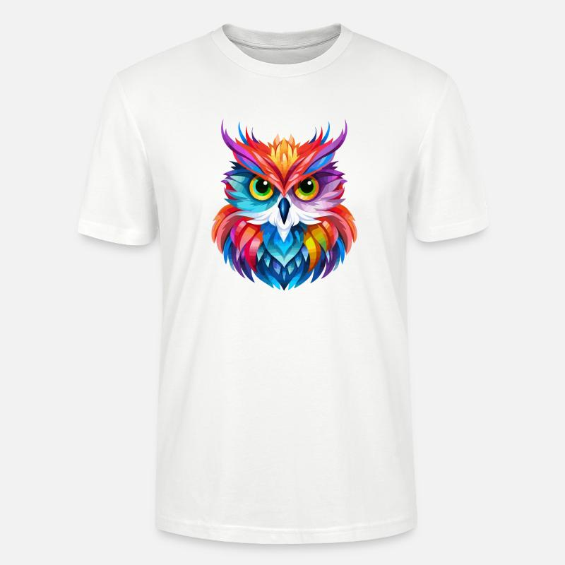 Buntes Eulen Design - Stanley/Stella Unisex Bio-T-Shirt CRAFTER - Weiß