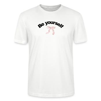 Be yourself with a Bow - Stanley/Stella CRAFTER Unisex Organic T-Shirt - white - Front - Alina (178cm) & Michal (187cm)