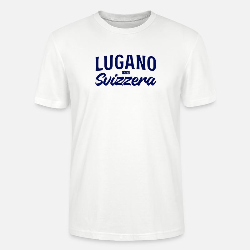Lugano Svizzera Script Design - T-shirt bio CRAFTER Stanley Stella Unisexe - blanc