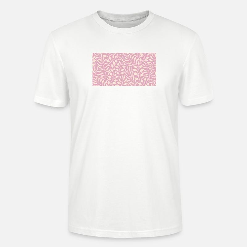 Elegantes Blättermuster in Blassrosa - Stanley/Stella Unisex Bio-T-Shirt CRAFTER - Weiß