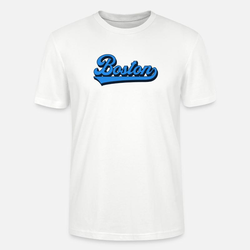 Boston Blau Script Retro - Stanley/Stella Unisex Bio-T-Shirt CRAFTER - Weiß