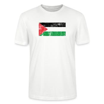 Palästina Flagge Fahne Grunge Retro Vintage - Stanley/Stella Unisex Bio-T-Shirt CRAFTER - Weiß - Vorne - Alina (178cm) & Michal (187cm)