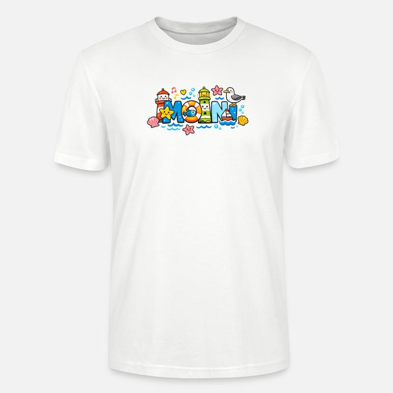 MOIN Möwe Leuchtturm Maritim Bunt - Stanley/Stella Unisex Bio-T-Shirt CRAFTER - Weiß