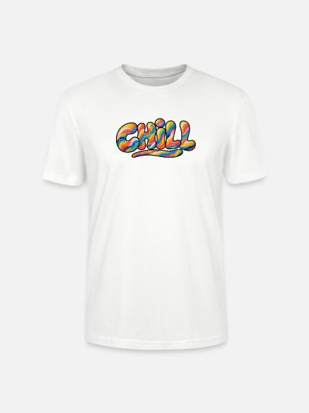 Chill Regenbogen Schriftzug - Stanley/Stella Unisex Bio-T-Shirt CRAFTER - Weiß