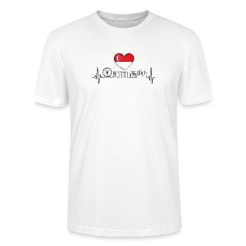 Singapur Skyline Herzschlag Asiatisch - Stanley/Stella Unisex Bio-T-Shirt CRAFTER - Weiß - Vorne - Alina (178cm) & Michal (187cm)