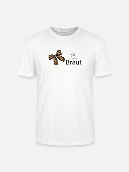 Braut T-Shirt, JGA, Leopardenschleife Druck - Stanley/Stella Unisex Bio-T-Shirt CRAFTER - Weiß