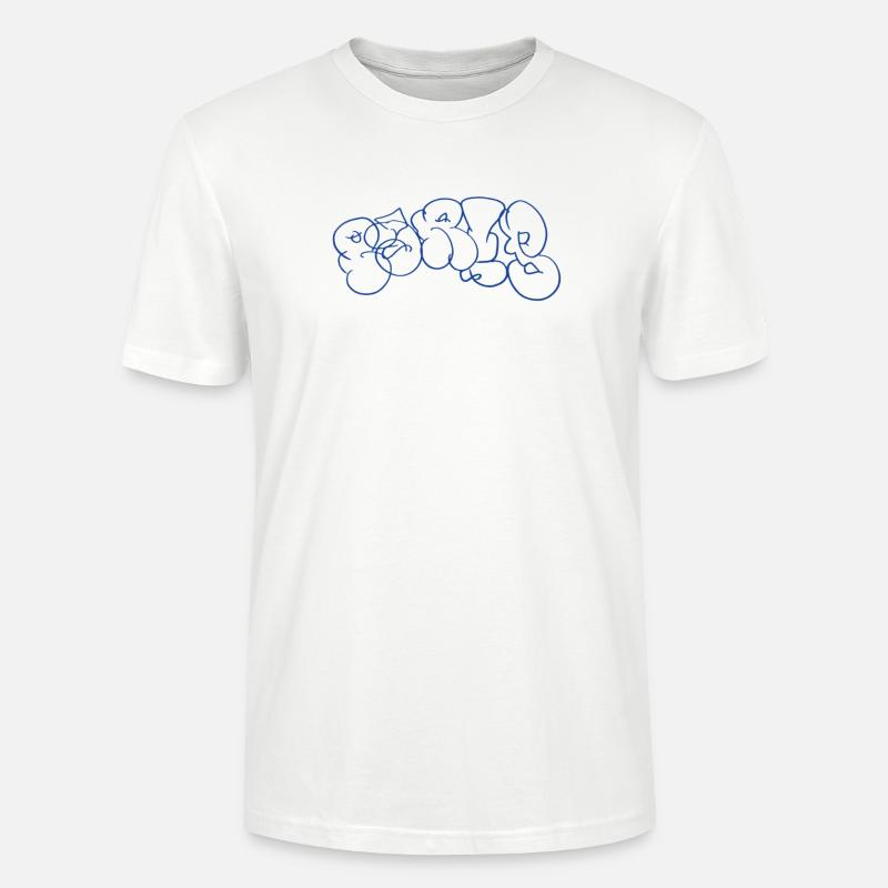 Blauer Graffiti Schriftzug im Paris Style - Stanley/Stella Unisex Bio-T-Shirt CRAFTER - Weiß