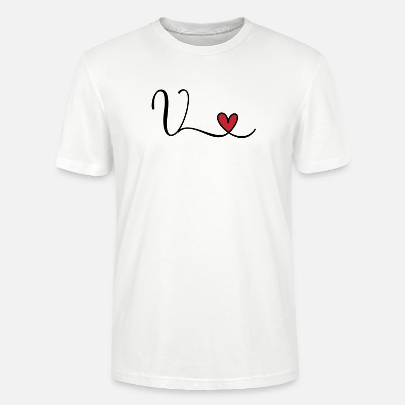 Buchstabe V Monogramm Initiale Herz - Stanley/Stella Unisex Bio-T-Shirt CRAFTER - Weiß